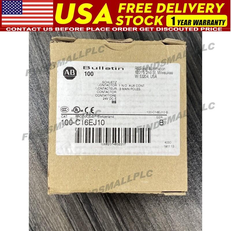 New Allen Bradley 100-C16EJ10 Series B IEC Contactor 16 AMP 24VDC US Free Tax