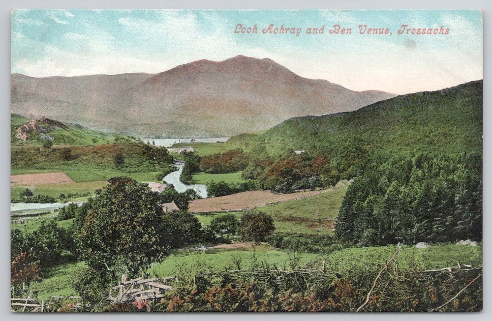 Loch Achray Ben Venue Trossachs Scotland Valentine Series Vintage Postcard