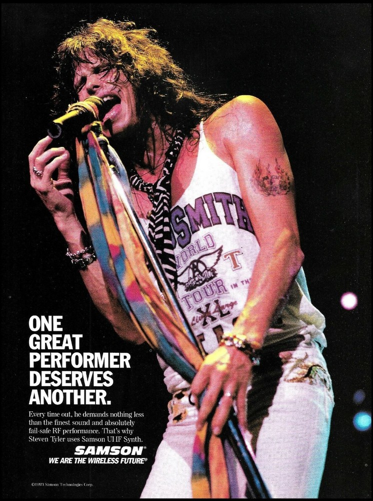 Aerosmith Steven Tyler Samson UHF Synth Microphone advertisement mic ad print