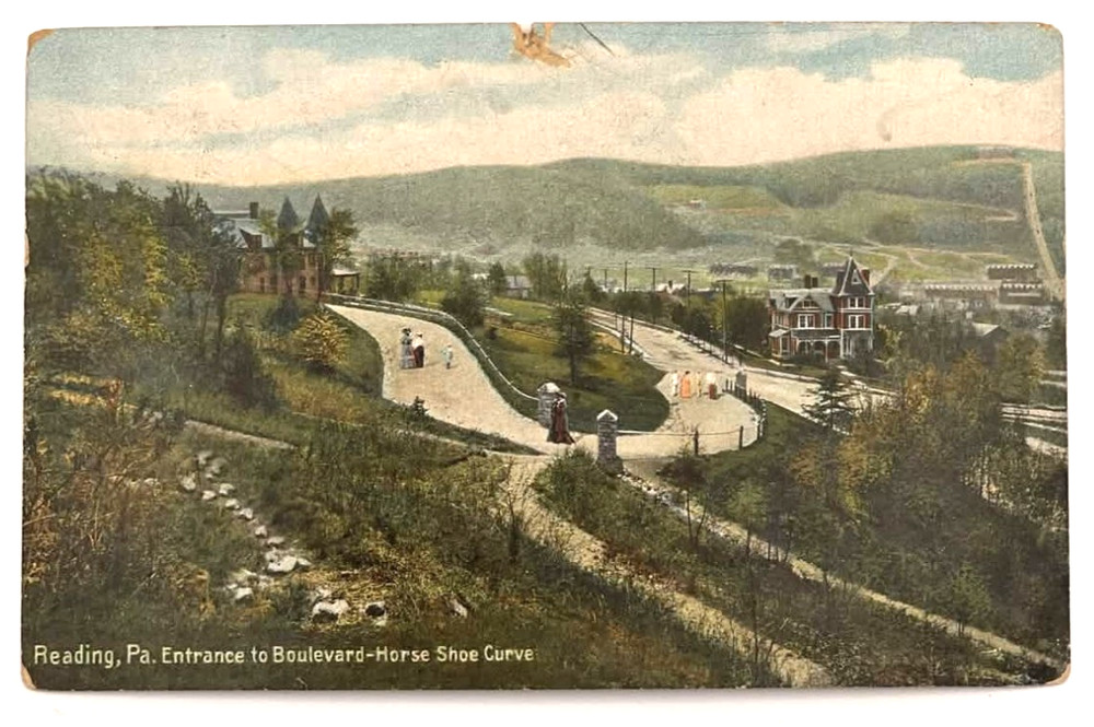 1908 Reading PA Entrance to Boulevard Horse Shoe Curve Postcard