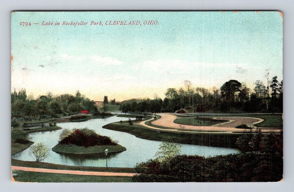 Cleveland OH-Ohio, Lake In Rockefeller Park, Antique, Vintage c1910 Postcard