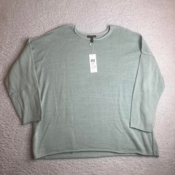 NWT Eileen fisher Absinthe green women's boxy pullover drape Peru xl-image