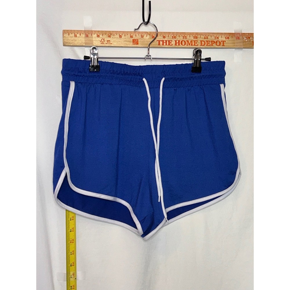 Love Streak Womens Royal Blue Dolphin Shorts White Trim Elastic Drawstring Large