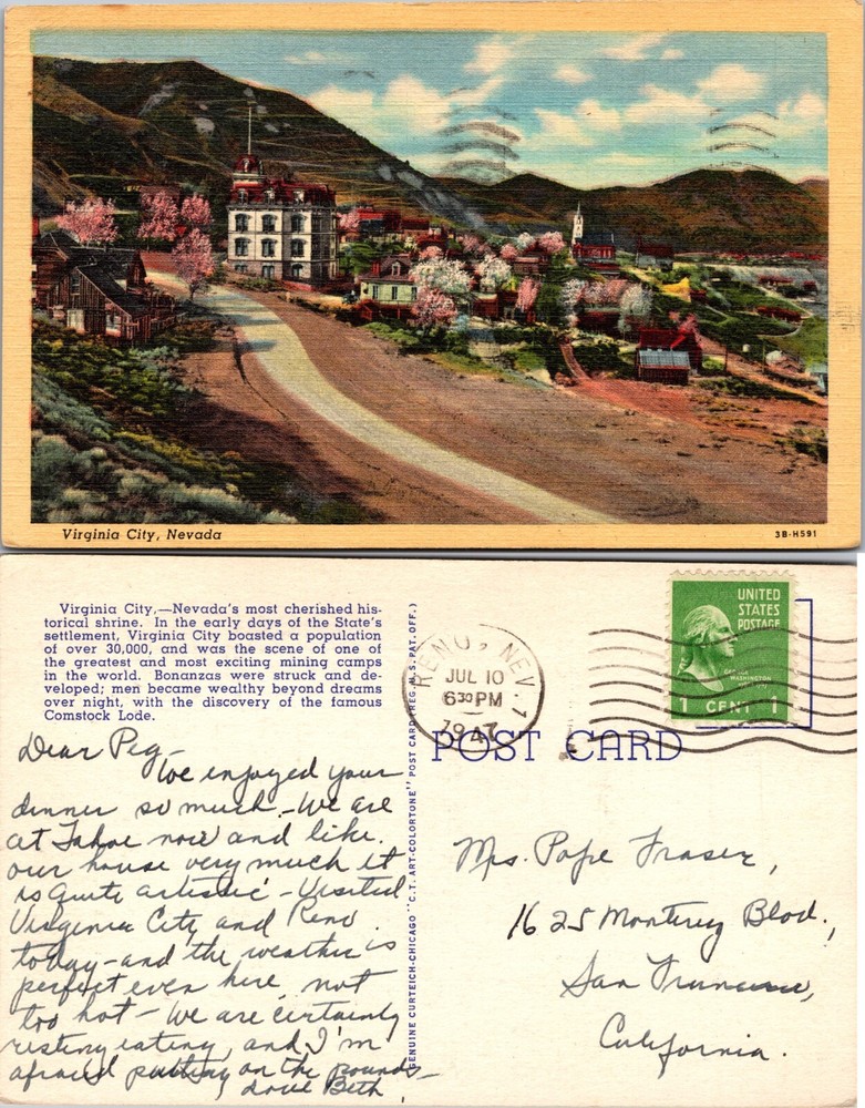 Virginia City Nevada NV Postcard