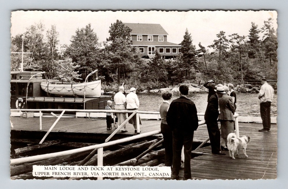 Canada- North Bay Ont. Keystone Lodge Upper French River Vintage c1954 Postcard