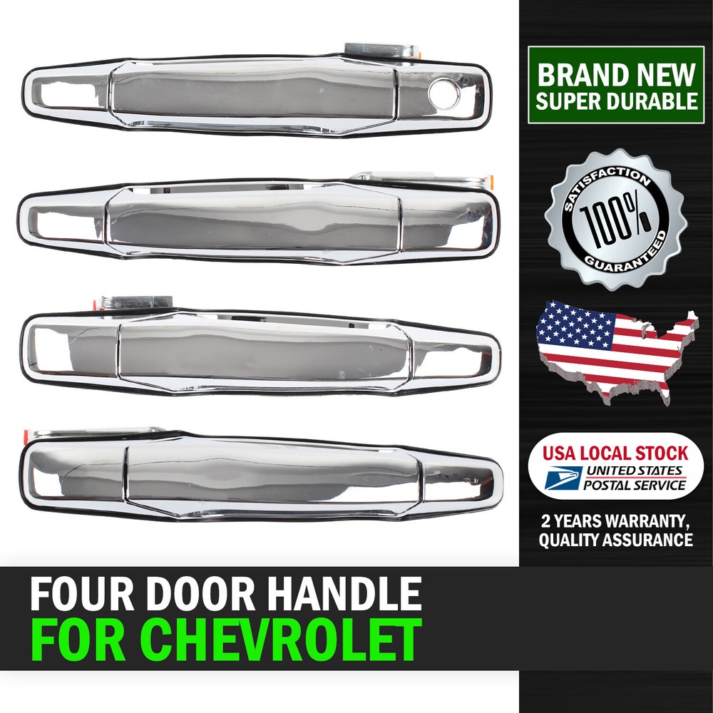 Chrome Door Handle Front Rear 4PCS For Chevrolet Tahoe GMC Yukon Sierra 2007-13