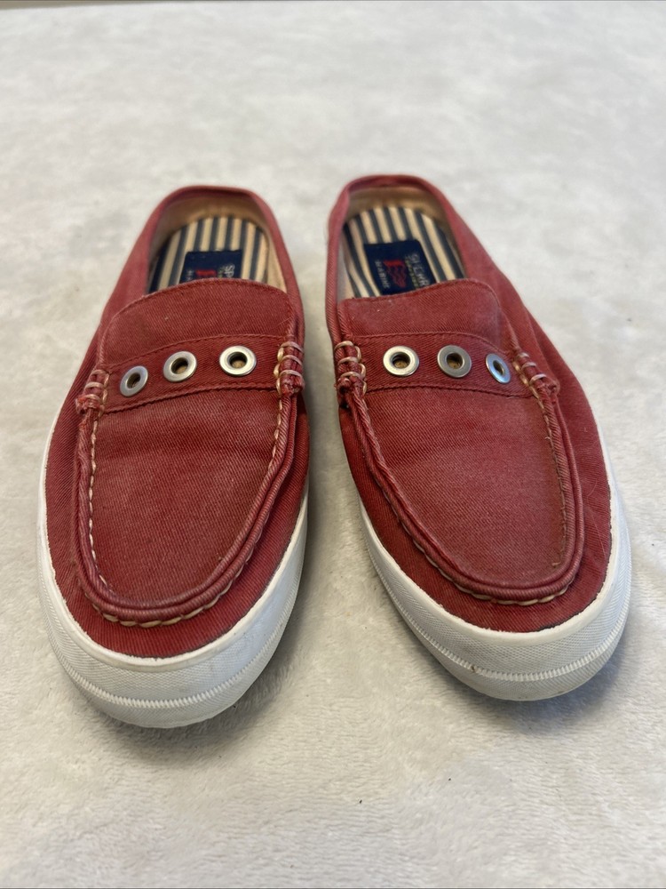 Sperry Top Sider Women’s Shoes Size 7.5 M Red Slip On Boat Shoes Mules Sneakers