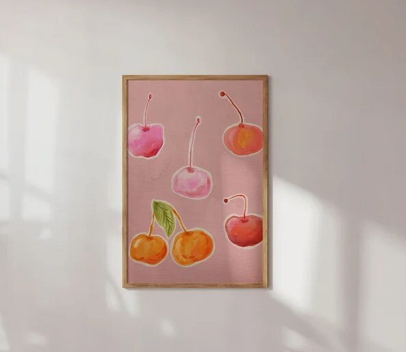Cherry Painting | Colorful Wall Art | Still Life Art Print | Printable Digital