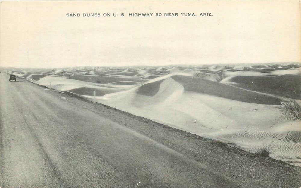 1930s Yuma Arizona Sand Dunes US Highway 80 Artvue Postcard 26-4885