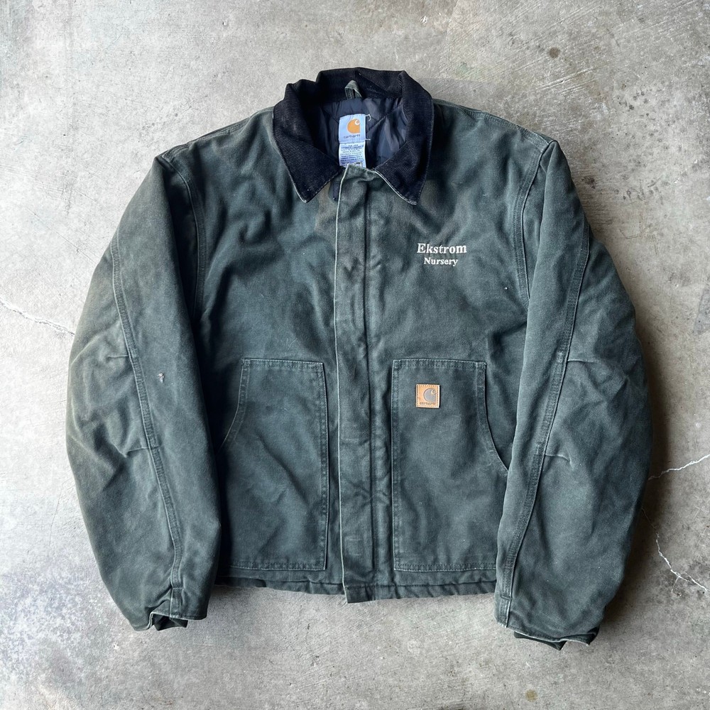 Vintage Y2K Carhartt J22 MOS Moss Green Arctic Work Jacket XL Grunge Workwear