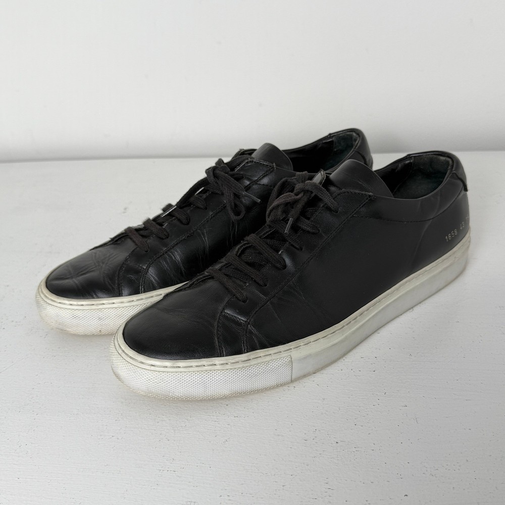 Common Projects Achilles Low Black Leather Sneakers Mens 43 Made in Italy-image