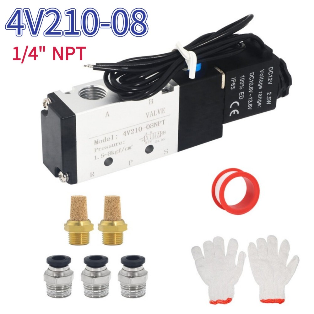 4V210-08 5 Way 2 Position Solenoid Pneumatic Air Valve 1/4