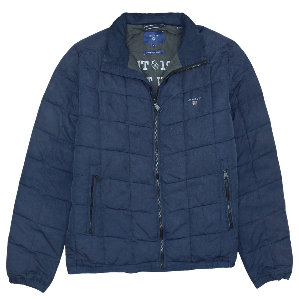 GANT Mens Puffer Jacket Navy Blue Quilted Full Zip Zip Pockets Outdoor M
