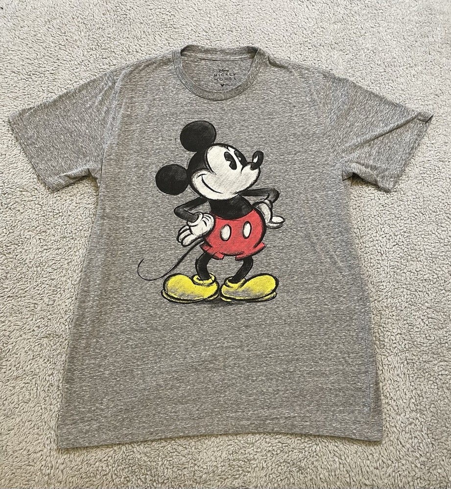 Disney Mickey Mouse T-Shirt Mens Large. Grey Classic Pose Short Sleeve Tee.