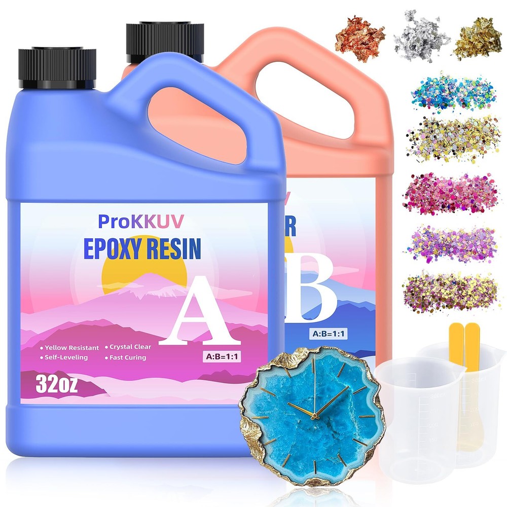 Crystal Clear 64OZ Epoxy Resin Kit Bubble-Free UV Resistant Food Safe