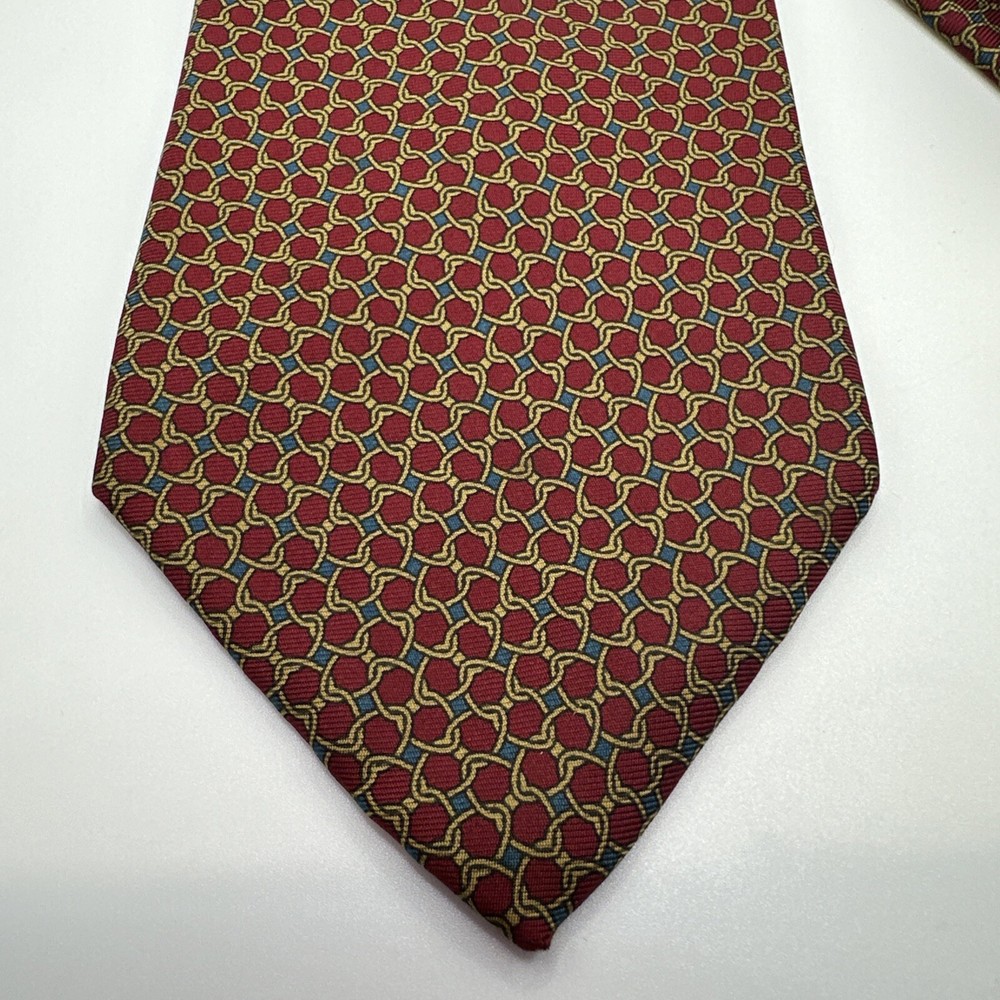 Bert Pulitzer Vintage Mens Silk Neck Tie Made In Usa Geometric Design