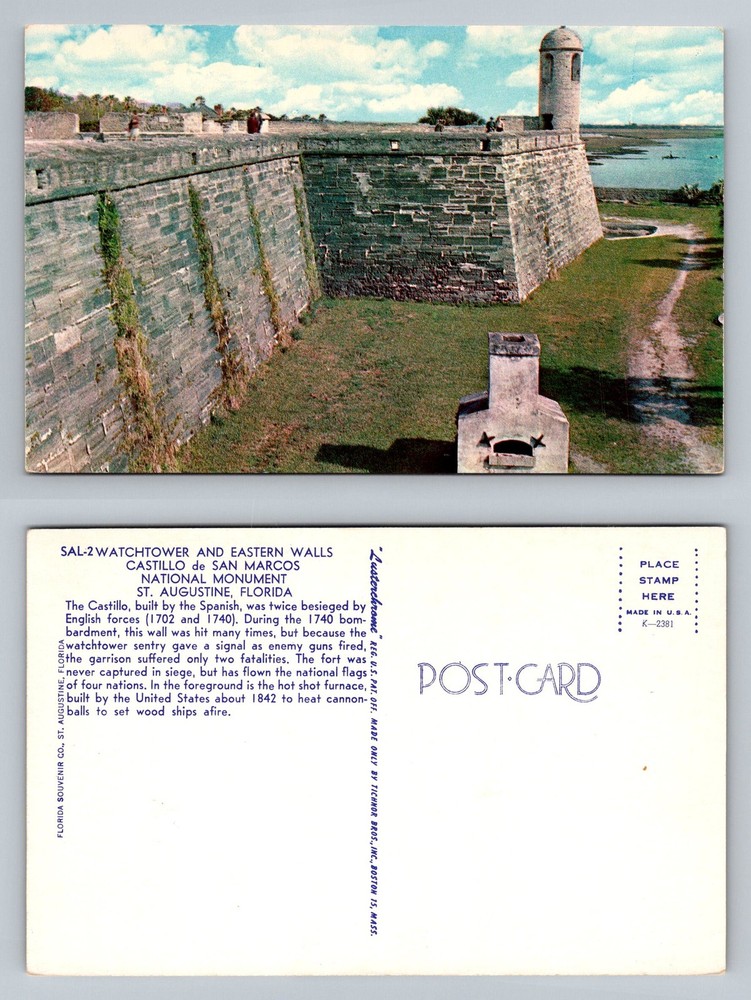 St. Augustine, FL-Florida, Castillo de San Marcos Watchtower Vintage Postcard
