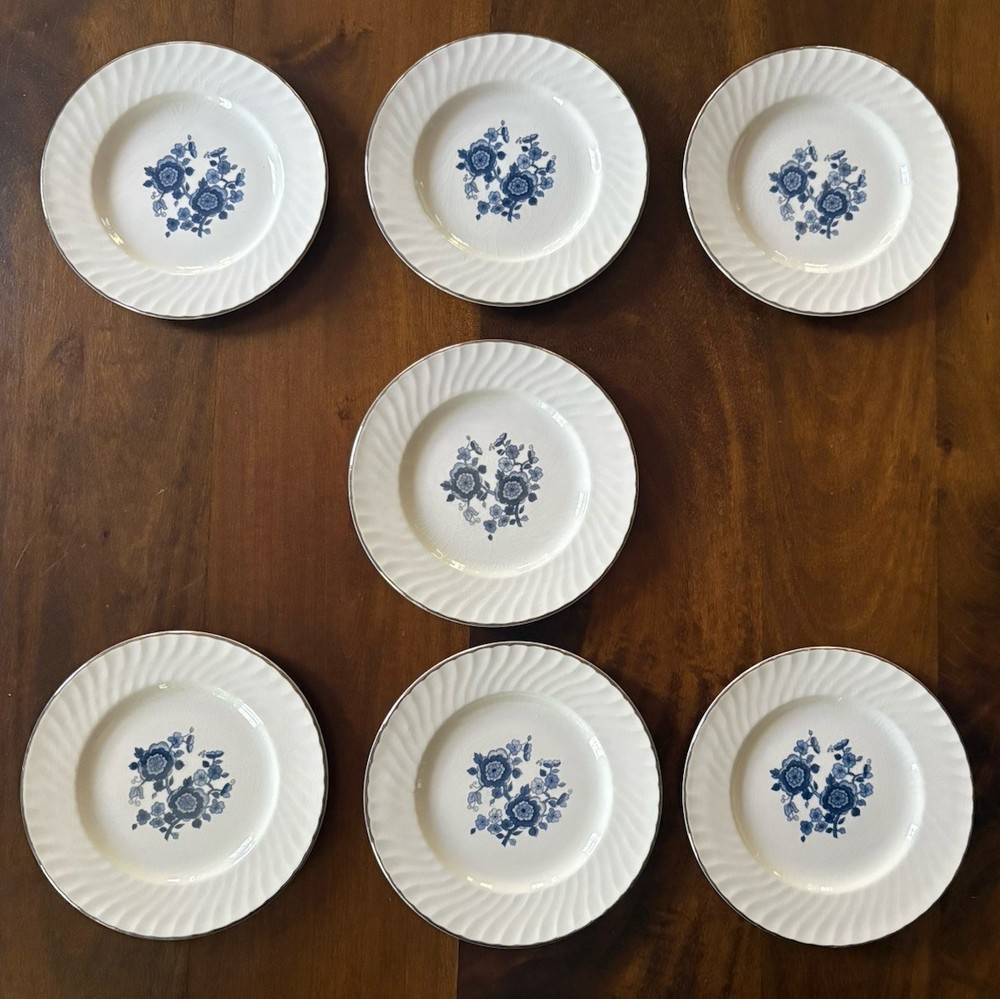 VTG Set of 7 Enoch Wedgwood (Tunstall) Ltd Royal Blue Ironstone 5-3/4 in Plates