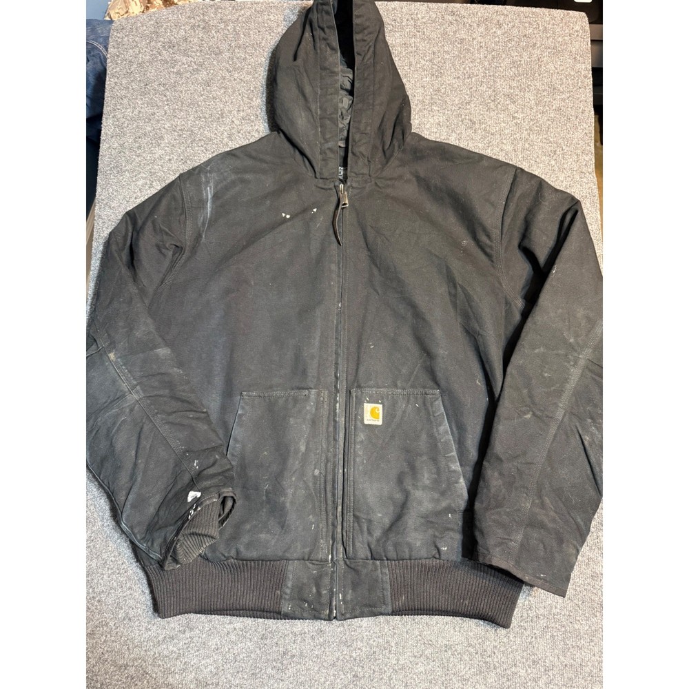 Carhartt J130-M Loose Fit Active Jacket Black Duck Canvas Hooded Mens 2XL Tall