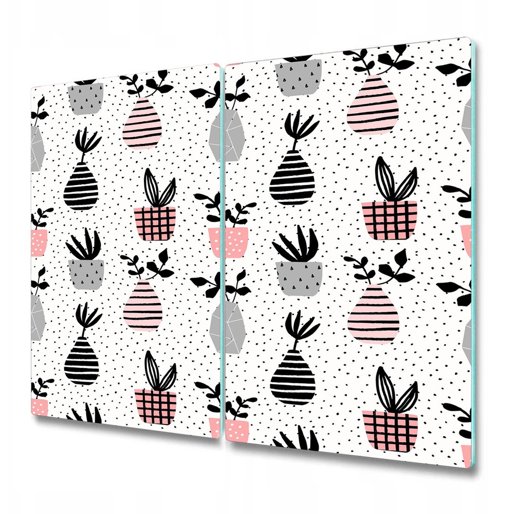 Glass Induction Ceramic Hob Cover Vases and pots black and white 2x30x52