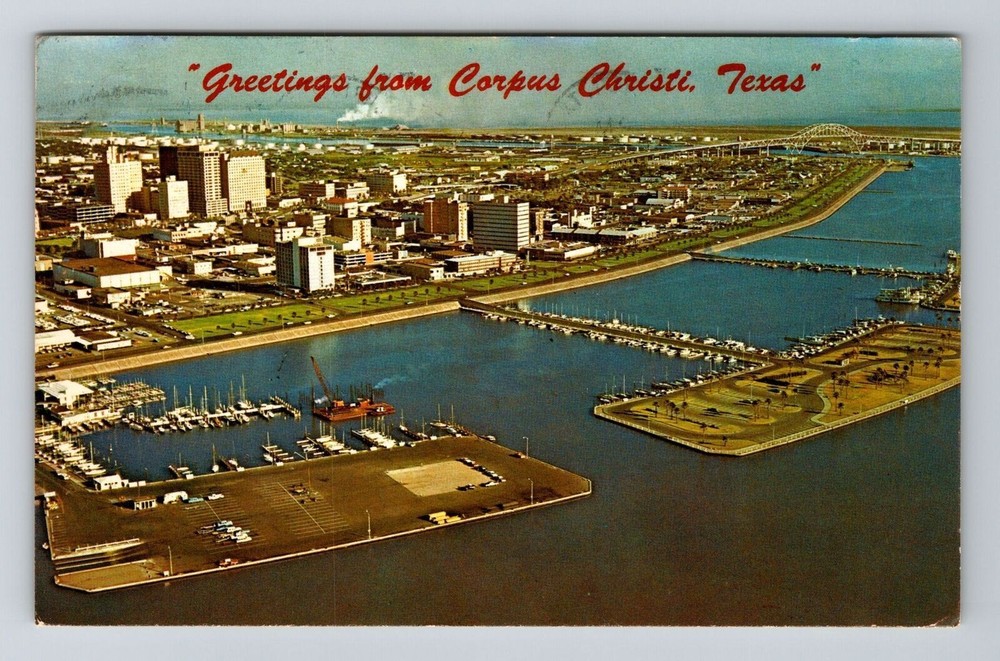 Corpus Christi TX-Texas, Greetings, Aerial City View, Vintage Postcard