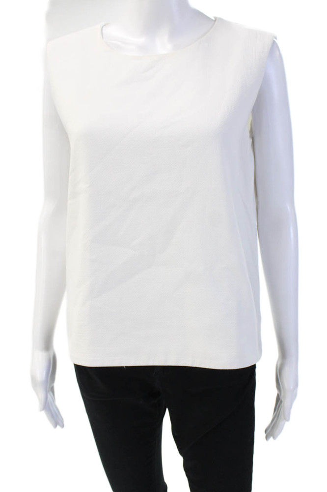 COS, Women Basic Sleeveless Crewneck Cotton Blend Blouse White Zip Size SFree Shipping in US $100+ Orders | $6.95 Orders Below