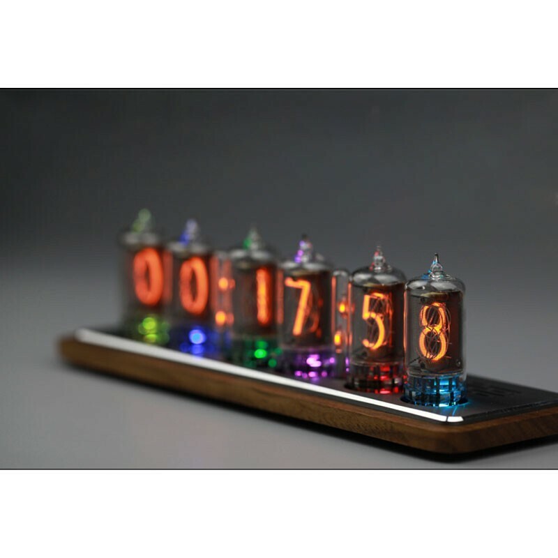 Omnixie Glow Clock Ultra-Thin Soviet Union IN-14 Tube Clock Walnut Wood Base xr