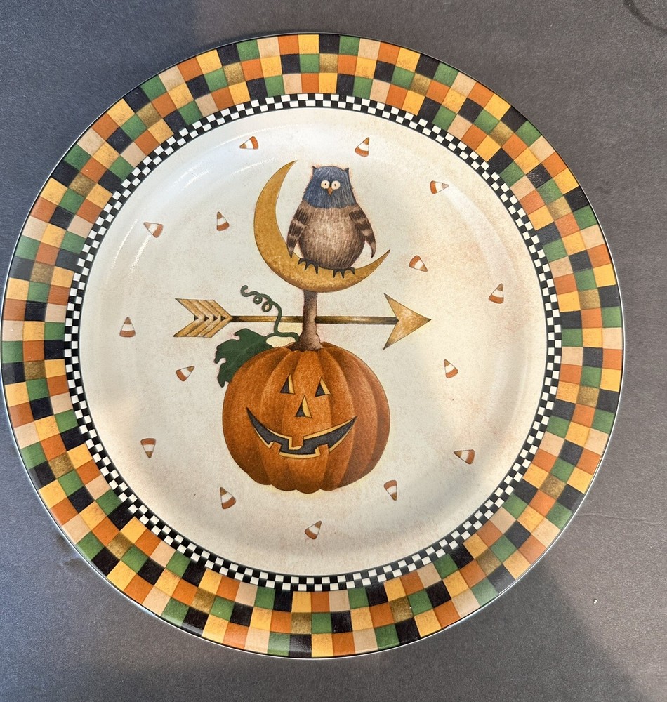 Debbie Mumm Halloween Owl 8” Plate 2001 Vintage
