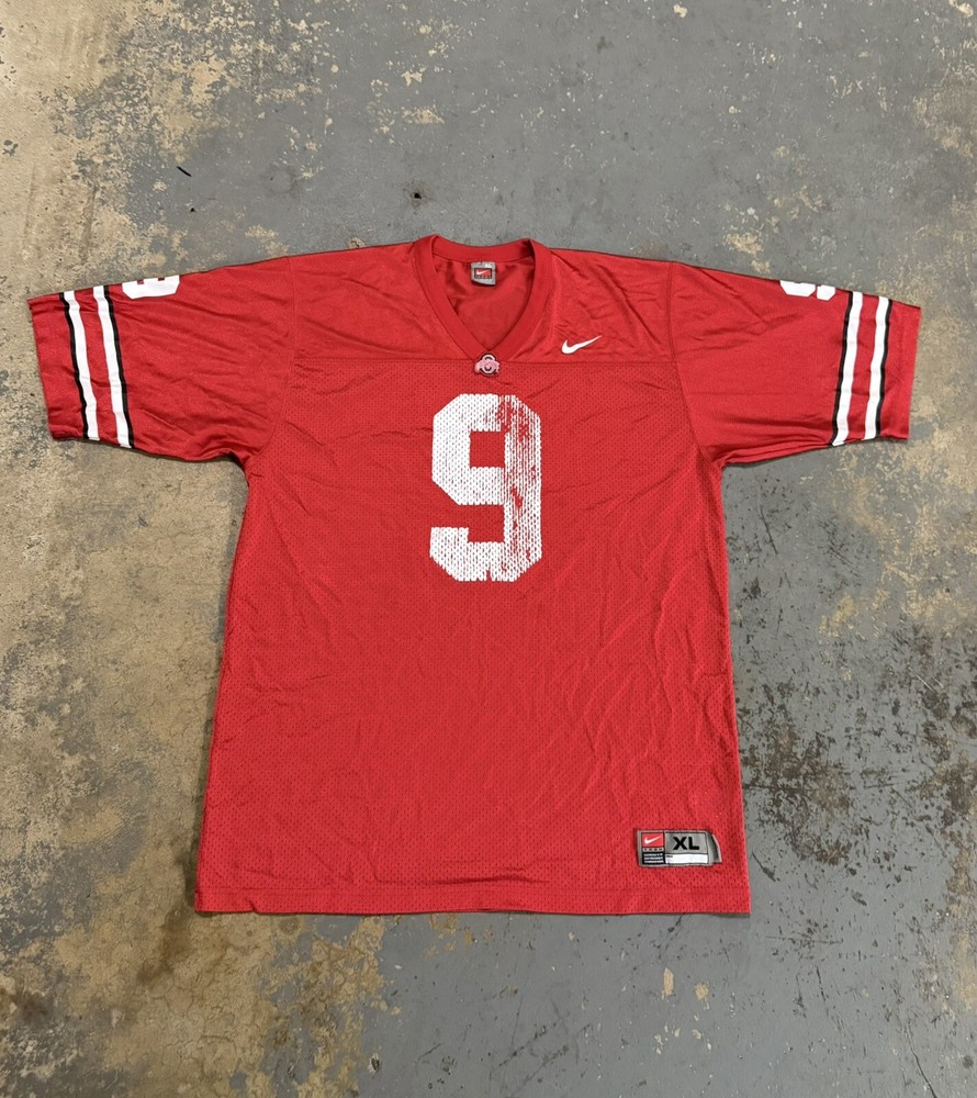 Vintage Distressed Red Nike Ohio State Buckeyes Mesh Football Jersey-Size XL