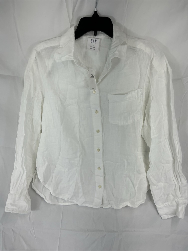NWT GAP Big Shirt XS White Cotton Gauze Oversized Button Down Womens Shirt