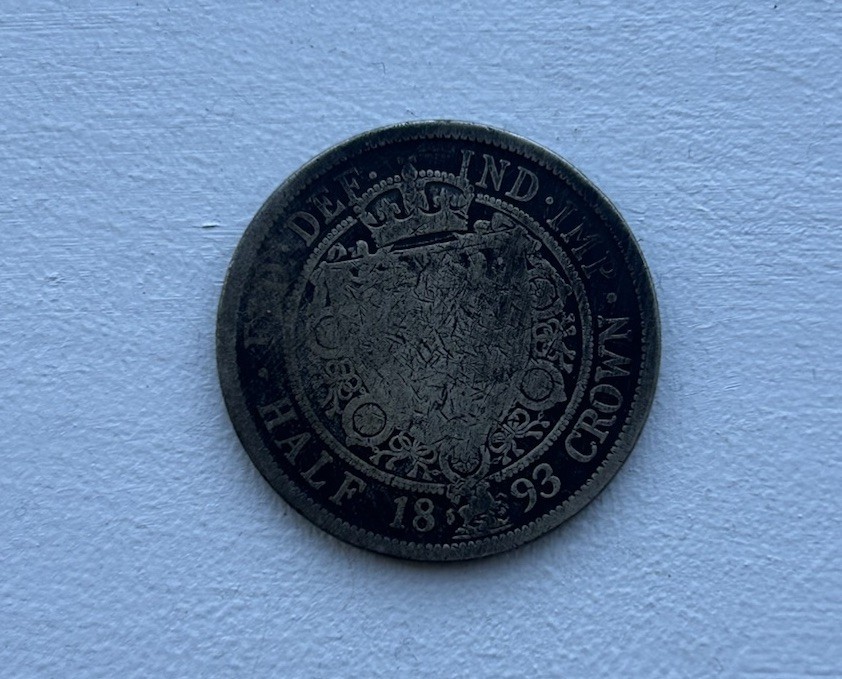 1893 Victoria Half Crown Coin Great Britain Silver Collectible