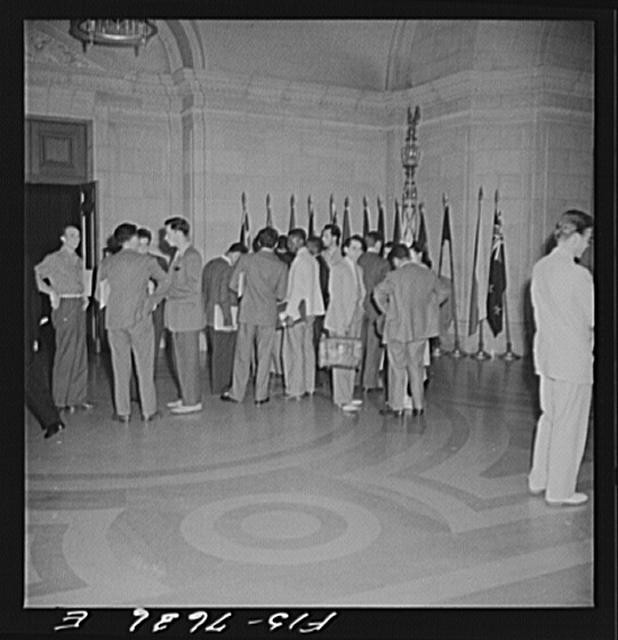 Washington DC International Youth Assembly Lobby 1940s Flags Interior