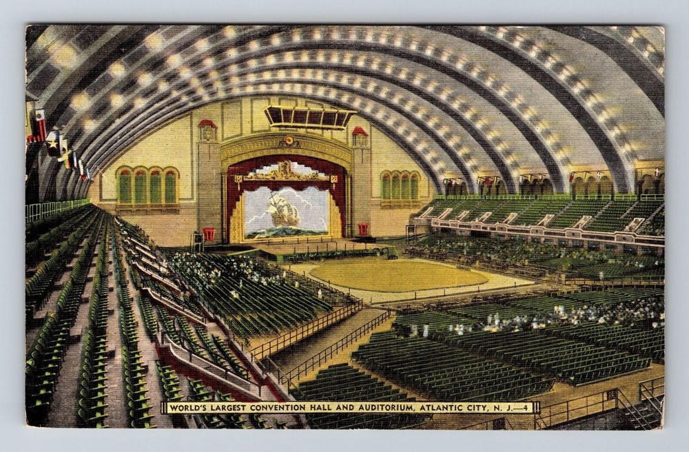 Atlantic City NJ-New Jersey, World's Largest Convention Hall, Vintage Postcard