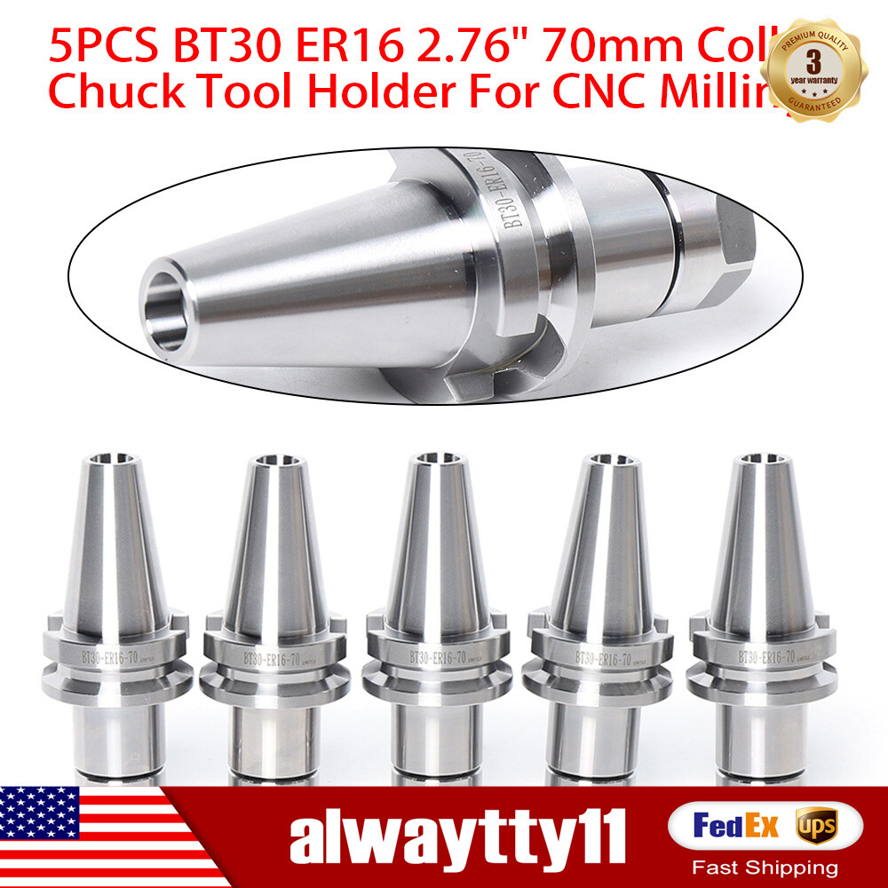 High-Speed 5x BT30 ER16 Collet Chuck Tool Holder for CNC Milling and Drilling 12000RPM