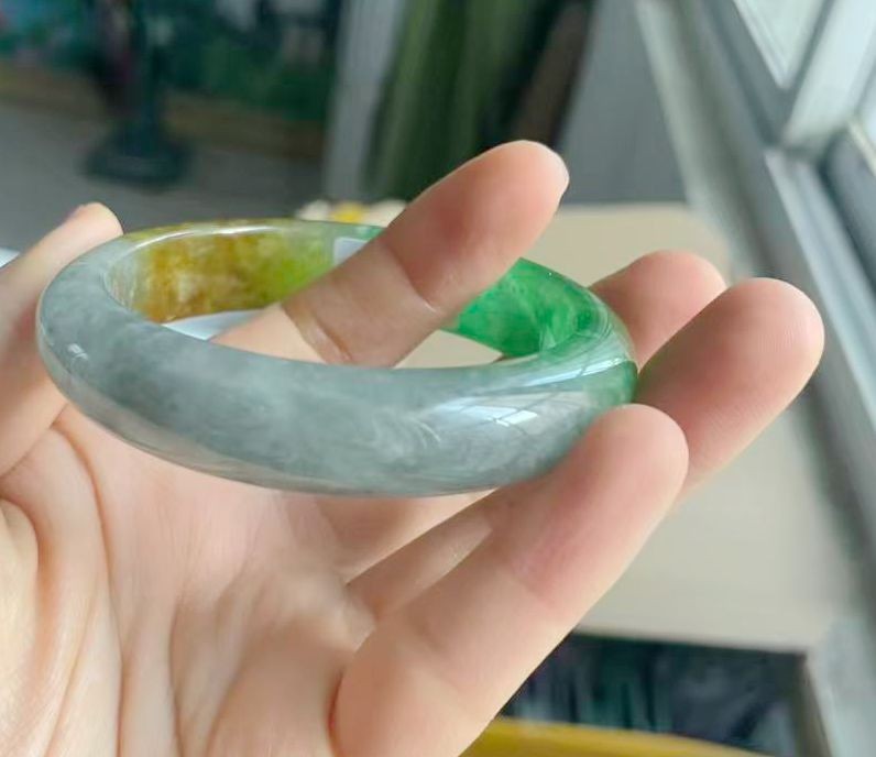 Certified Grade A Green 55mm Natural Burma Jade jadeite Bangle Bracelet-3187