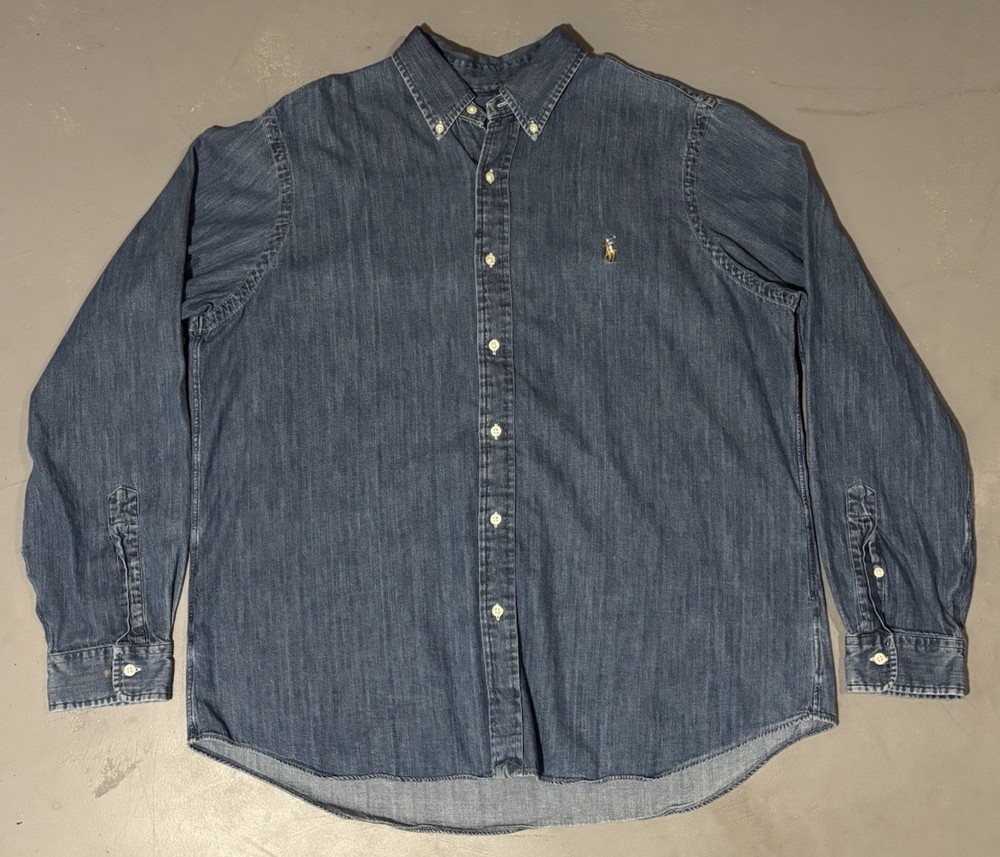 Polo Ralph Lauren Denim Long Sleeve Button Down Shirt Blue Size XL