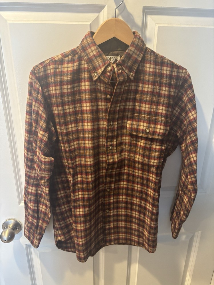 Vintage Pendleton Flannel Shirt Mens Medium LOBO Plaid 100% Virgin Wool 80s USA