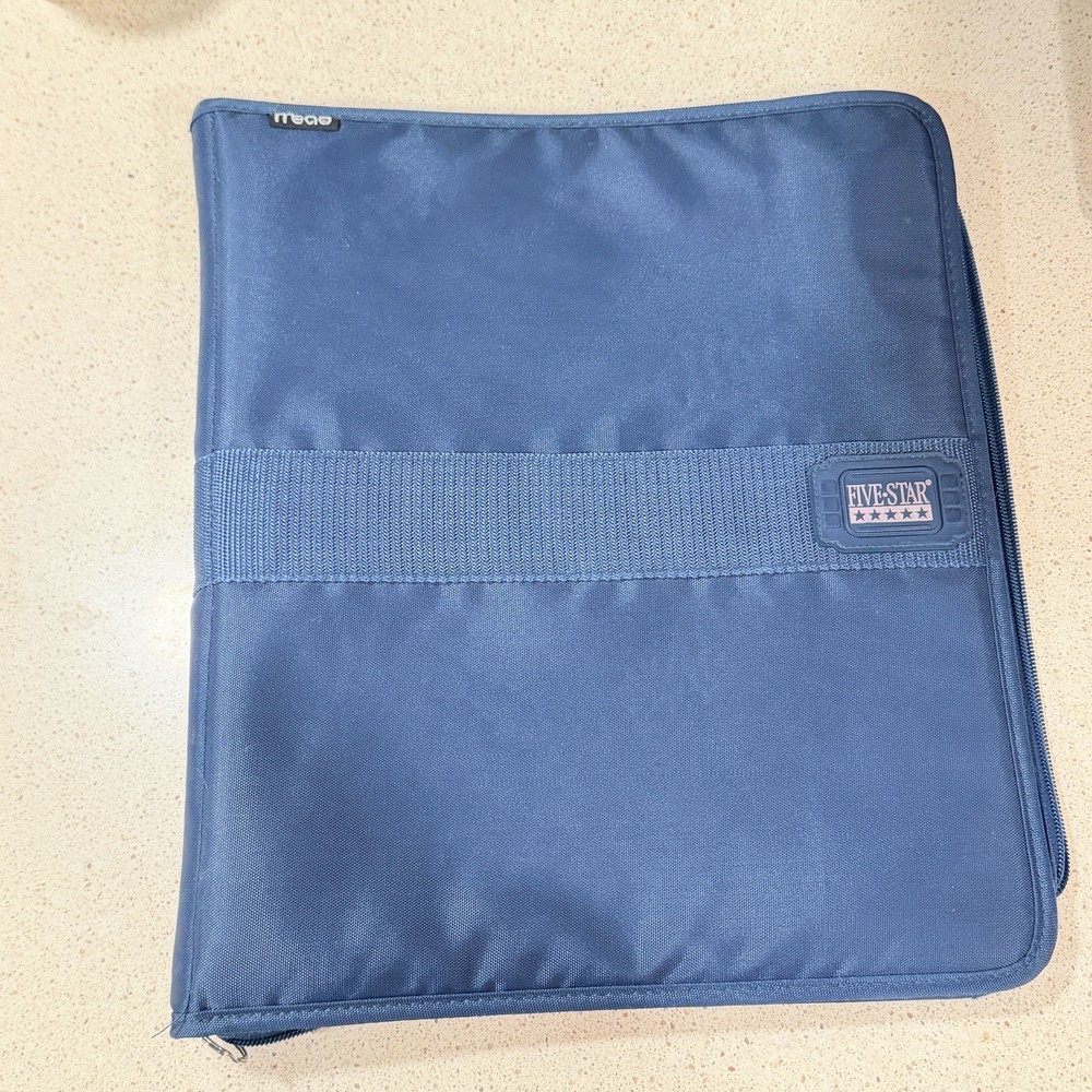 Vintage Mead Five Star Navy 3 Ring Trapper Keeper Zipper School/Office Binder