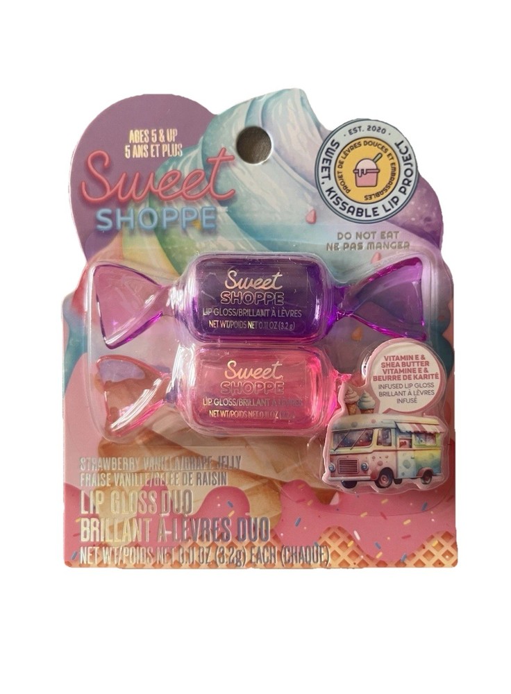 Sweet Shoppe Strawberry Vanilla Grape Jelly Lip Gloss Duo - New