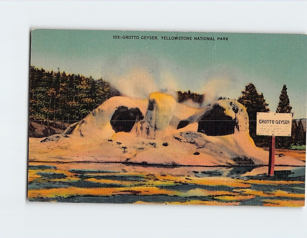 Postcard Grotto Geyser Yellowstone National Park Wyoming USA