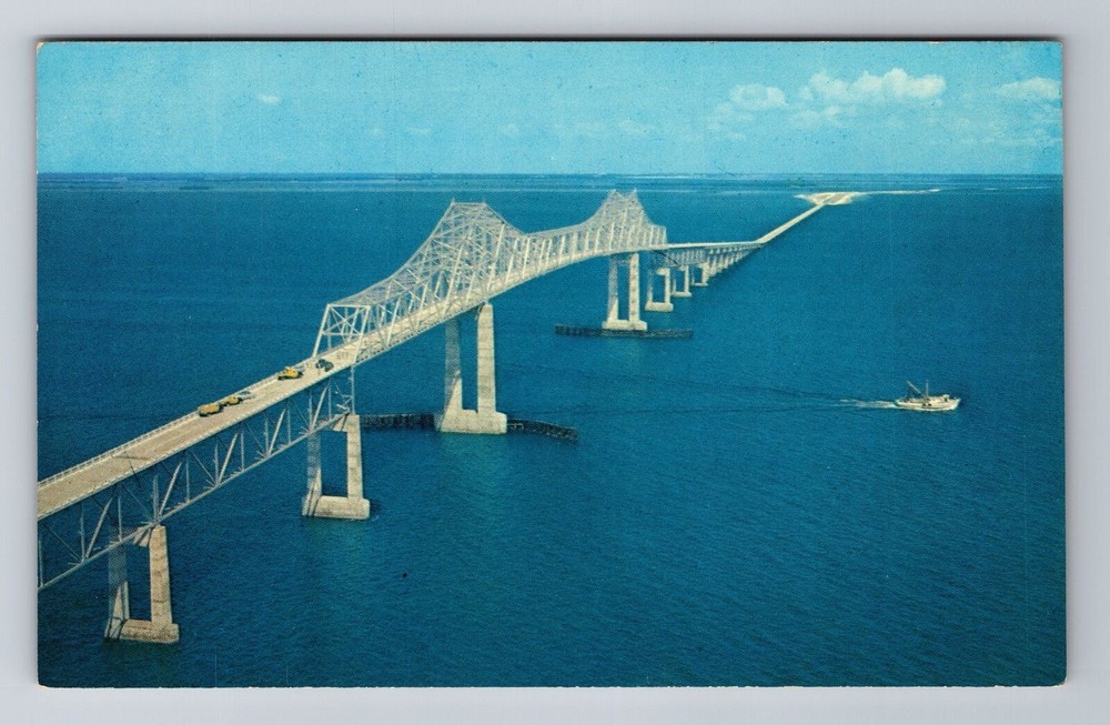 St Petersburg FL-Florida, Aerial Sunshine Skyway, Antique, Vintage Postcard