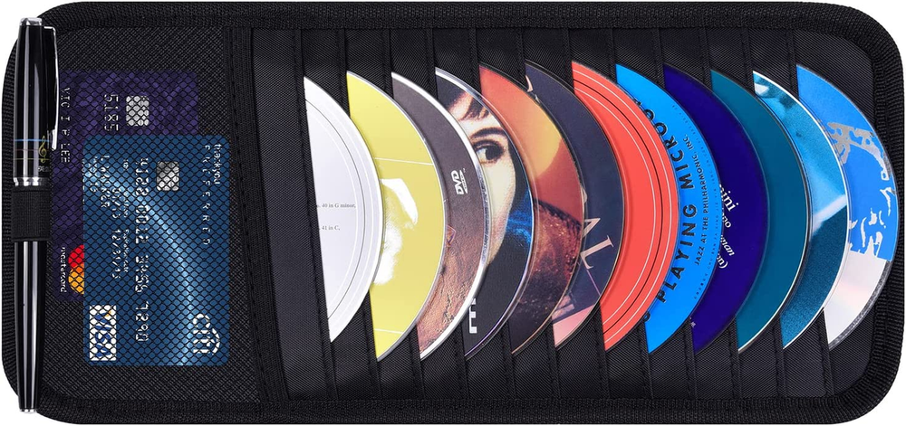 Car CD Case Holder,  Vehicle Sun Visor Organizer for Cars with 12 DVD Storage Sl