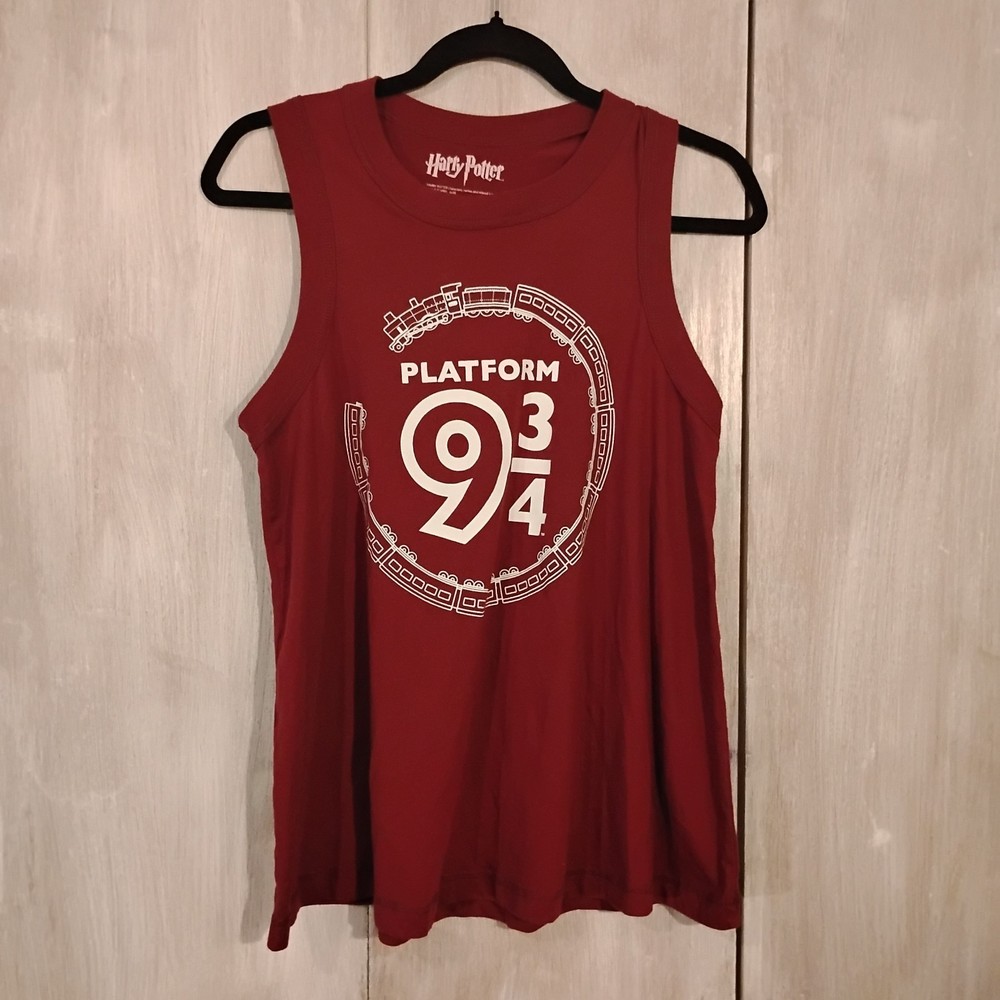 Harry Potter Women's XL Tank Top Platform 9 3/4s Maroon Wizarding World Shirt