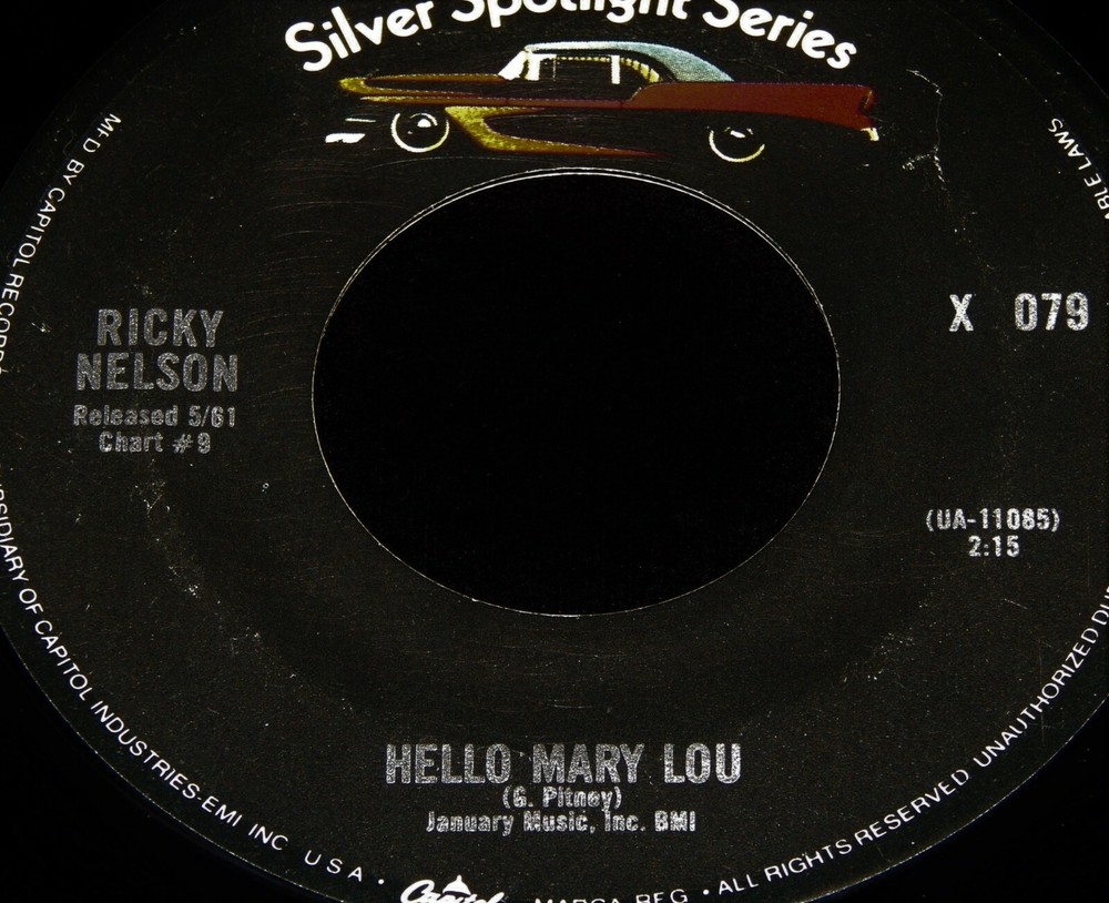 Vintage Record, RICKY NELSON: HELLO MARY LOU & SWEETER THAN YOU, 45rpm, Rock