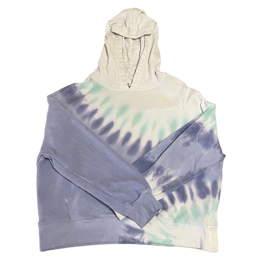 Wildfox Women’s S Blue Green Tie Dye Cropped Pullover Hoodie
