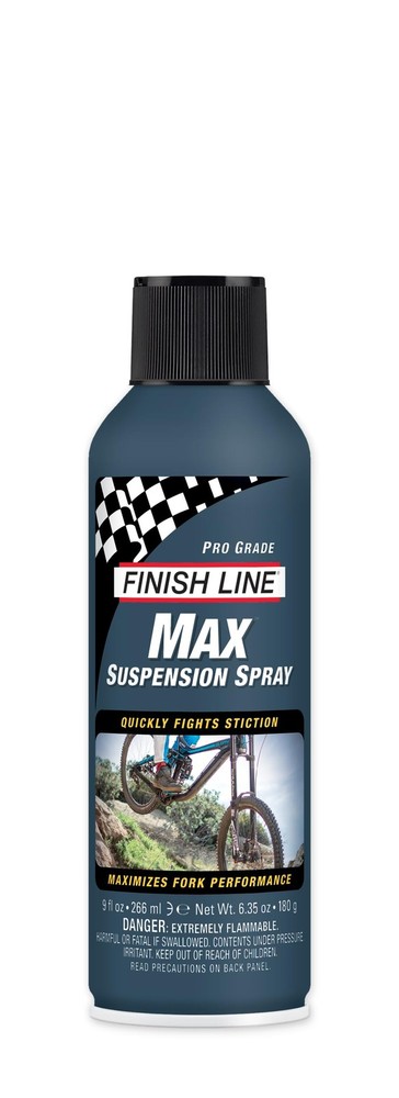 Finish Line Max Suspension Spray for Bicycles – Lubricant 9 oz / 270 ml, Grey