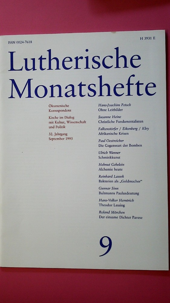 154101 LUTHERISCHE MONATSHEFTE eine Zeitschr. für Meinungsbildung u. Informatio