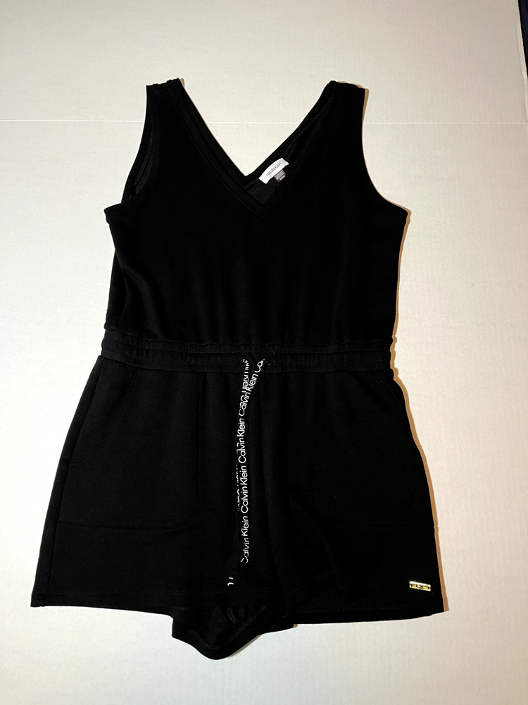 Calvin Klein Black Sleeveless V Neck Romper Shorts Jumpsuit Women's Size m