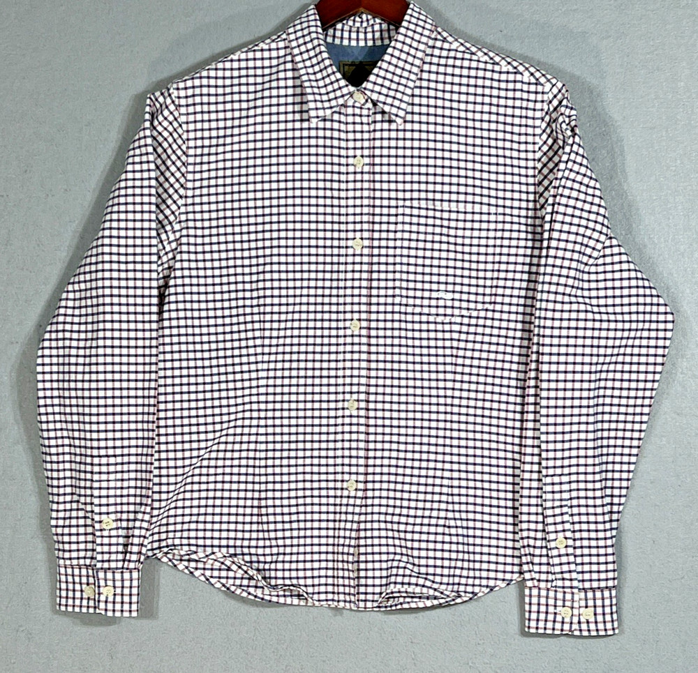 Roper Button Up Shirt Womens L Blue Red Check Western Style Embroidered Logo