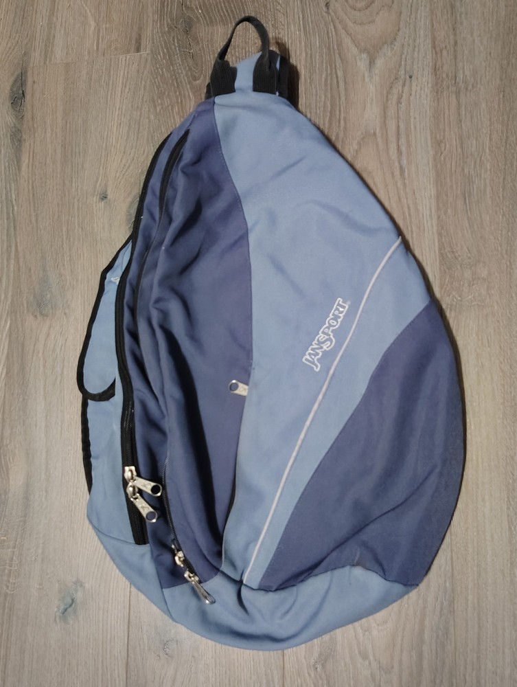 Jansport Sling 1 Shoulder Backpack Vintage, Blue, 4 Pocket, Retro 90s